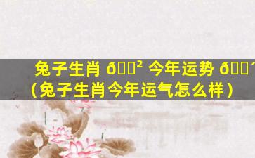 兔子生肖 🌲 今年运势 🐴 （兔子生肖今年运气怎么样）